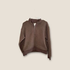 Freely Teddy Quarter Zip Sweatshirt Pockets Small